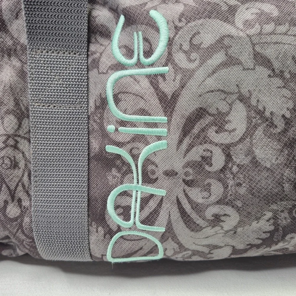 Dakine EQ 31L Duffle Duffel Gray Grey Floral Damask Medium Teal Embroidered Bag